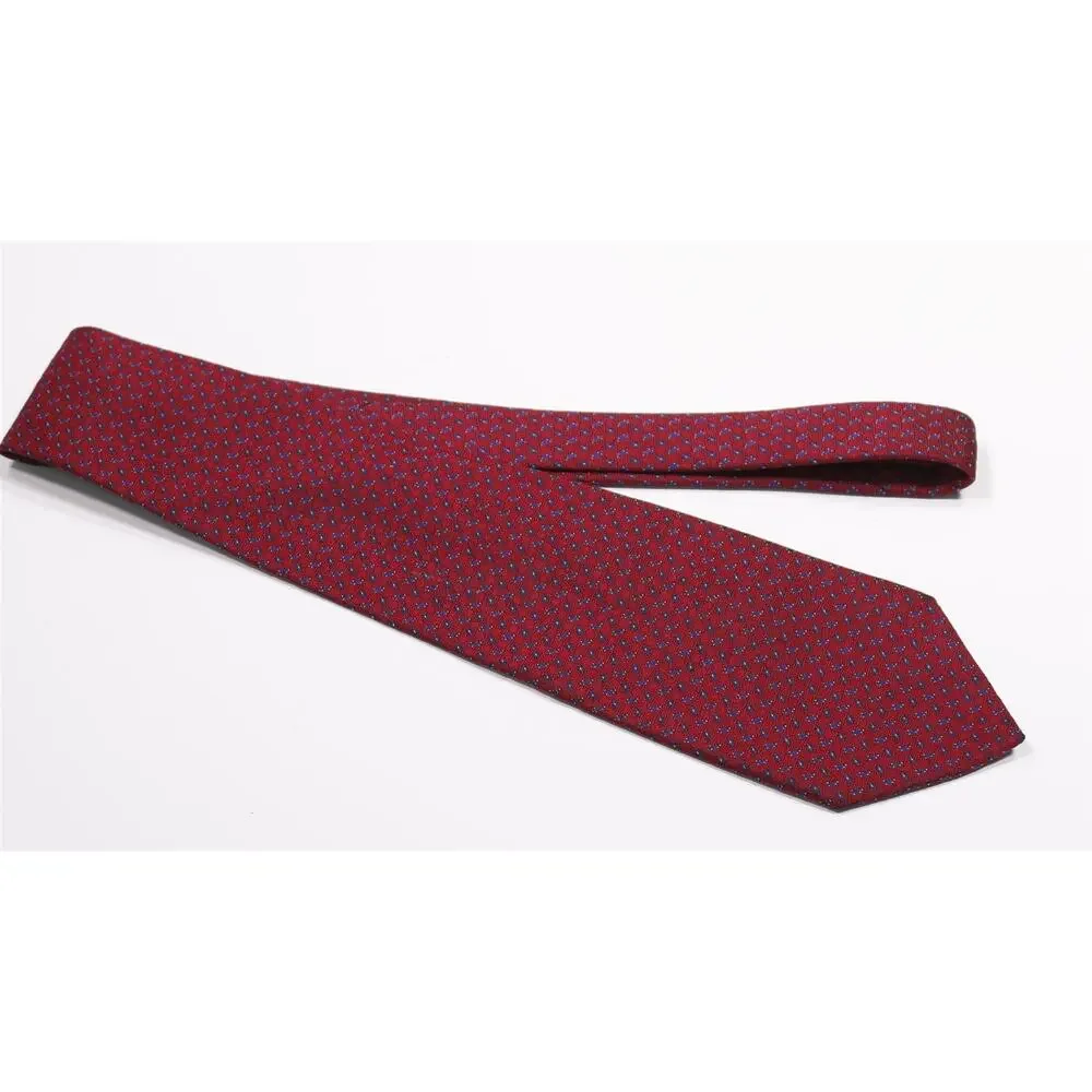 Polo Ralph Lauren Red Blue Woven Silk Necktie Tie Made in USA